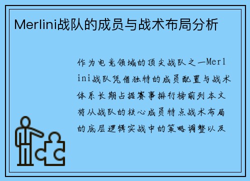 Merlini战队的成员与战术布局分析